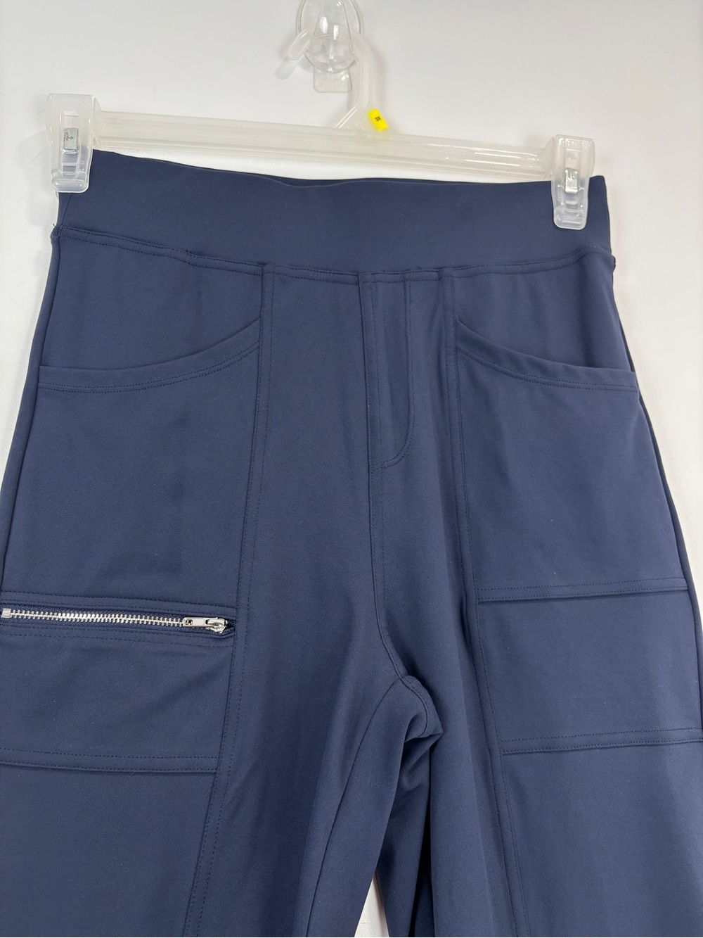 Halara Navy Blue High Waisted Athletic Leggings Cropped Ankle Zip Pocket Stretch - Picture 2 of 14
